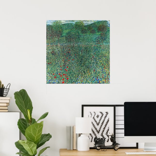Flower Field in Litzlberg Klimt, Vintage Landscape Poster (Home Office)