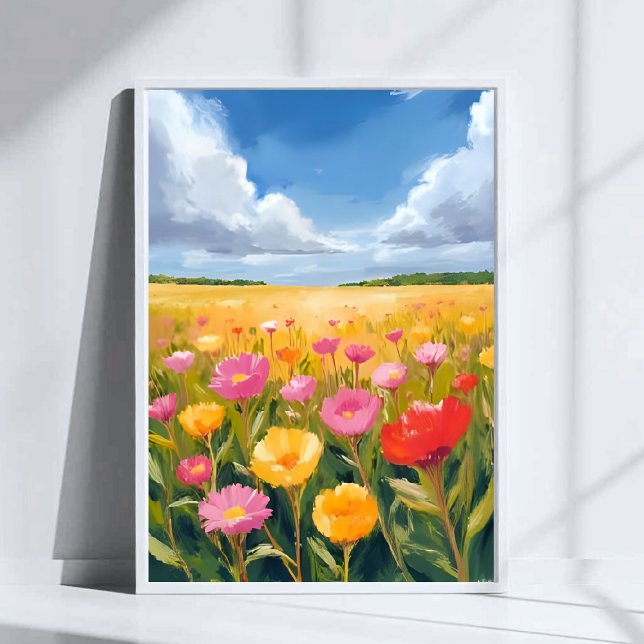 Flower Field Landscape Painting Art Poster Print (Creator Uploaded)