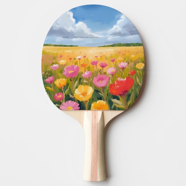 Flower Field Landscape Painting Ping Pong Paddle (Front)