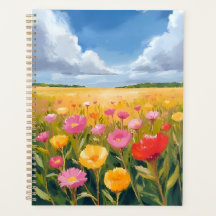 Flower Field Landscape Painting Watercolor