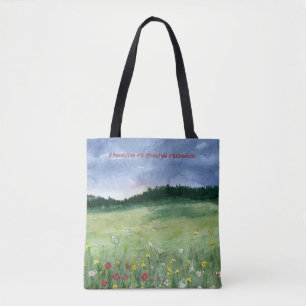 Flower Field Landscape Tote Bag
