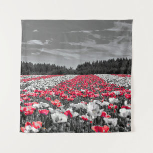 Flower Field Minimalist Selective Colour Photograp Tapestry