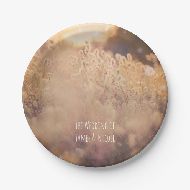 Flower Field Rustic Country Wedding Reception Paper Plate (Front)