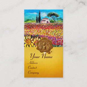 FLOWER FIELDS,FLORA HONEY BEE WAX SEAL ,BEEKEEPER BUSINESS CARD