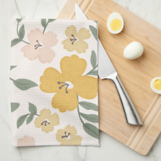 Flower Fields Floral - Cheerful Yellow & Pink Tea Towel