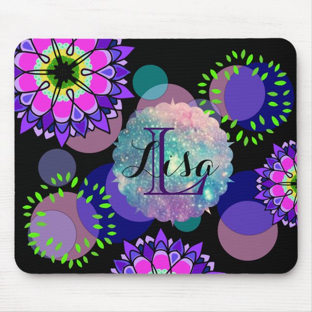 Flower Firework Unique Simple Stylish Hippy Mouse Pad (Front)