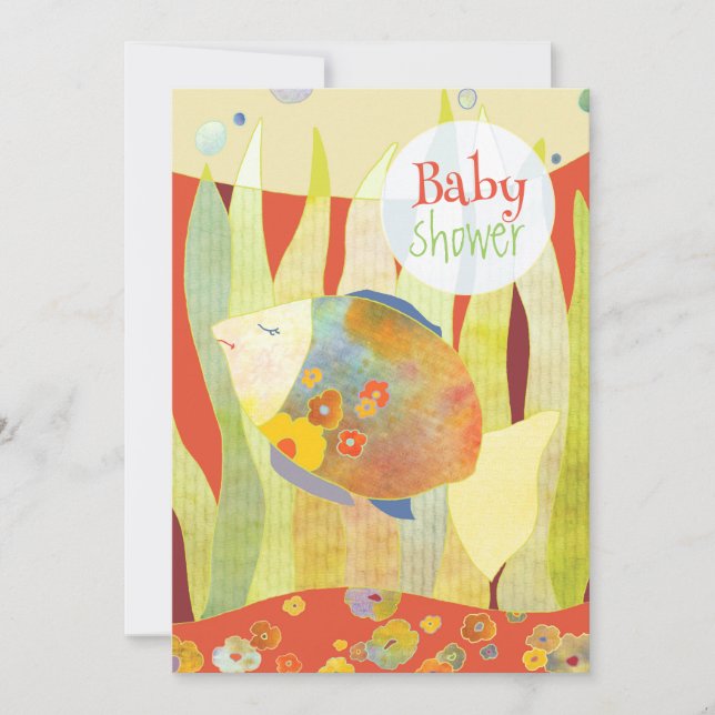 Flower Fish Gender Neutral Baby Shower Invitation (Front)