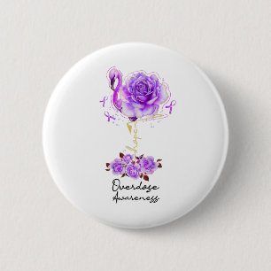 Flower Flamingo Hope Purple Ribbon Overdose Awaren 6 Cm Round Badge