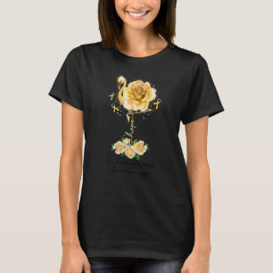 Flower Flamingo Hope Yellow Ribbon Endometriosis T-Shirt