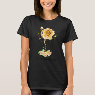Flower Flamingo Hope Yellow Ribbon Sarcoma Awarene T-Shirt