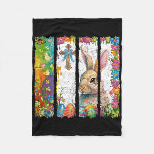 Flower Floral Happy Easter Bunny Rabbit Easter Bun Fleece Blanket