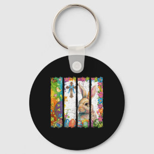 Flower Floral Happy Easter Bunny Rabbit Easter Bun Key Ring