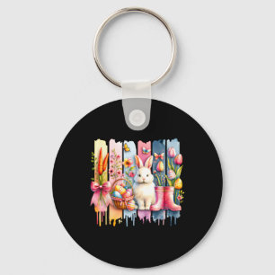 Flower Floral Happy Easter Bunny Rabbit Easter Bun Key Ring