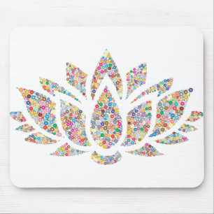 Flower Floral Lotus Plant Circles Dots Abstract Mouse Pad