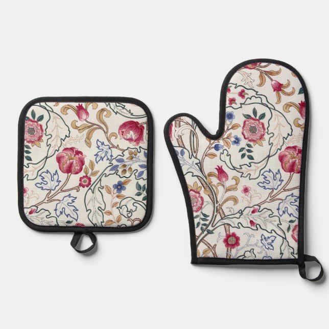 Flower, Floral Pattern, William Morris Oven Mitt & Pot Holder Set (Front)