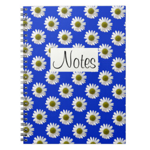 Flower floral print daisies on cobalt blue spiral notebook