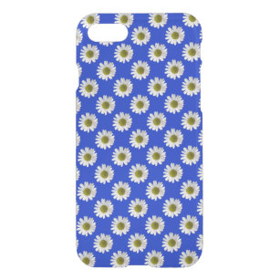 Flower floral print daisies on cobalt blue iPhone SE/8/7 case