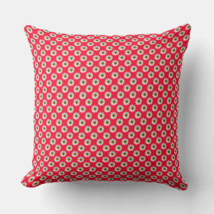 Flower floral print daisies on red pink cushion