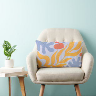 flower floral springtime yellow and blue lumbar cushion
