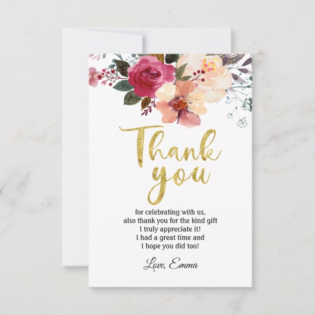 flower, floral  thank you card (Front)