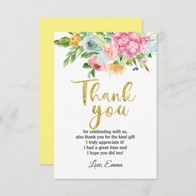 flower, floral  thank you card (Front/Back)