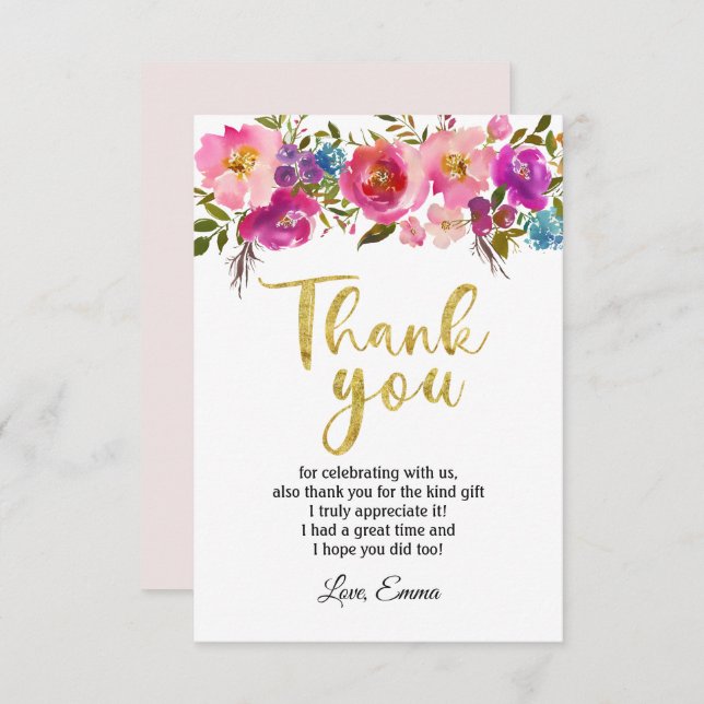 flower, floral  thank you card (Front/Back)