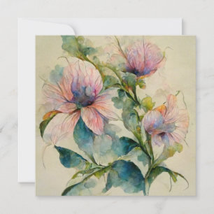 Flower Floral Watercolor Pastel Painting Invitation