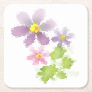 Flower flower mosaic 2 square paper coaster