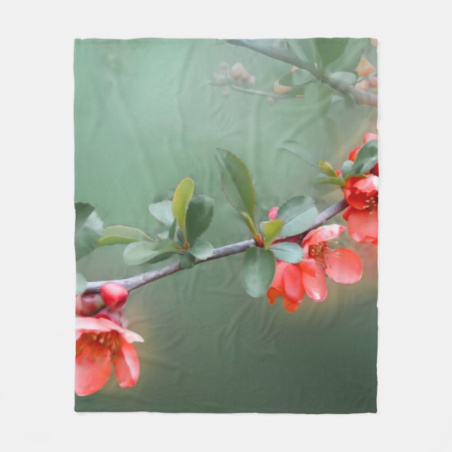 Flower flowers quince bush spring fleece blanket (Front)