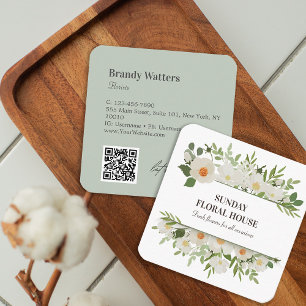 Flower Foliage Bouquet Feminine  Square Business Card