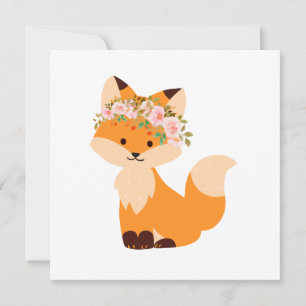Flower Fox Blank Invitation
