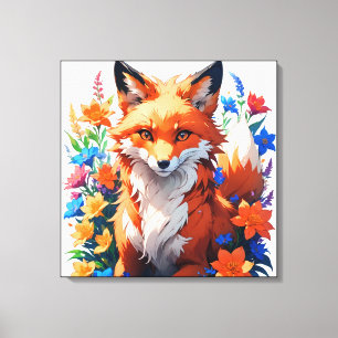 Flower Fox Canvas Print