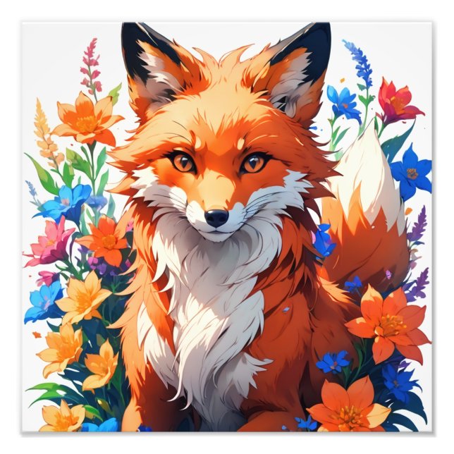 Flower Fox Photo Print (Front)
