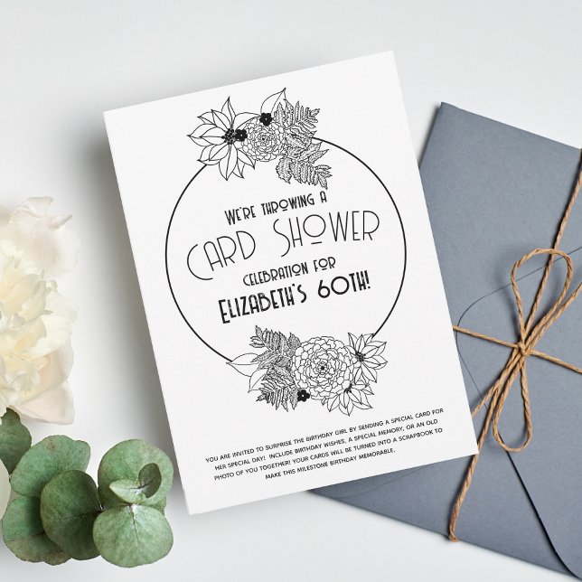 Flower Frame Card Shower 60th Birthday Invitation (Creator Uploaded)