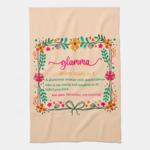 Flower Frame Glamma Grandma Grandmother Definition Tea Towel