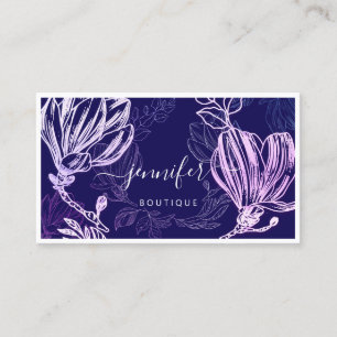  Flower Frame QR Code Custom Logo Purple Blue Business Card