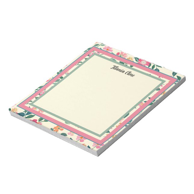 Flower Frame with Light Yellow Background  Notepad (Rotated)