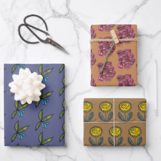Flower frenzy arty and bright wrapping paper