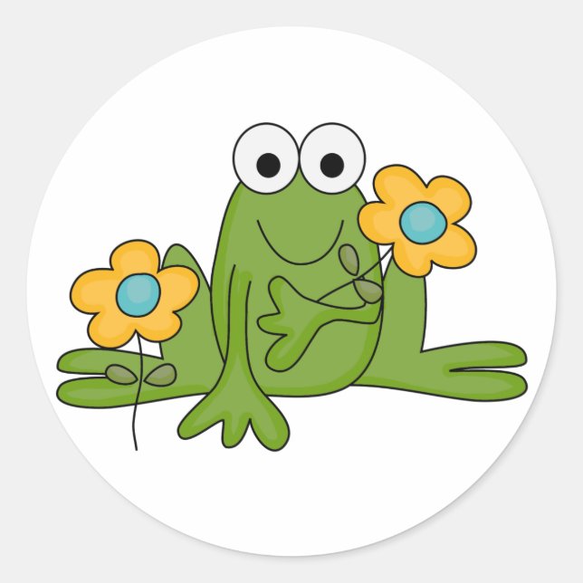 flower froggy frog classic round sticker (Front)