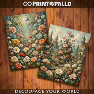 Flower galore with a castle tissue paper