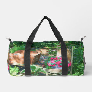 Flower Garden Antique Chair Personalised Duffle Bag