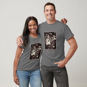 Flower Garden Bird House Black White Personalised T-Shirt