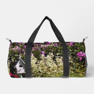 Flower Garden Birdhouse Art Personalised Duffle Bag