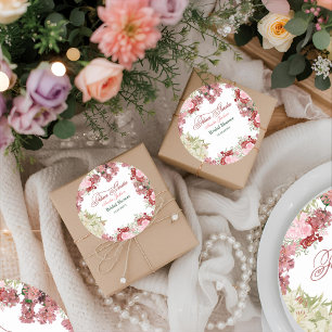 Flower Garden Bridal Shower Invitation Classic Round Sticker