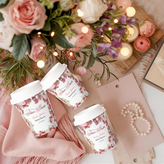 Flower Garden Bridal Shower Invitation Paper Cups (Creator Uploaded)
