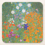 Flower Garden by Gustav Klimt Square Paper Coaster<br><div class="desc">Beautiful colourful painting of a flower garden by Gustav Klimt. Amazing variations of colours and beautiful flowers fit just beautiful on many sorts of wonderful products and gift ideas.</div>