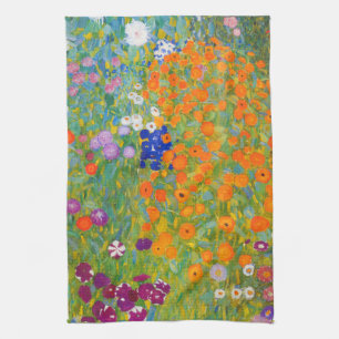 Flower Garden by Gustav Klimt Tea Towel