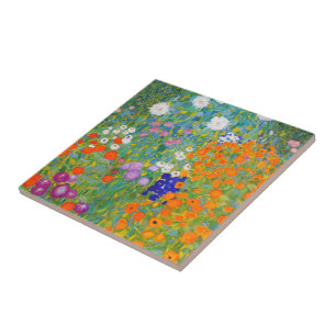 Flower Garden by Gustav Klimt Tile