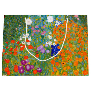 Flower Garden by Gustav Klimt Vintage Floral Large Gift Bag