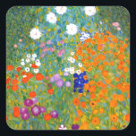 Flower Garden by Gustav Klimt Vintage Floral Square Sticker<br><div class="desc">Bauerngarten / Flower Garden / Cottage Garden vintage art painted in 1905 by Austrian Symbolist & Art Nouveau Artist Gustav Klimt (1862-1918)</div>